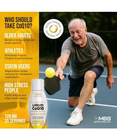 MBS Biotechnology Liquid CoQ10 120mg of Bioavailable Ubiquinone for Superior Absorption. Support Heart Bone and Skin Health with a Natural Antioxidant. 35 Servings in a Convenient 17 oz Bottle. - Buy Online on GoSupps.com