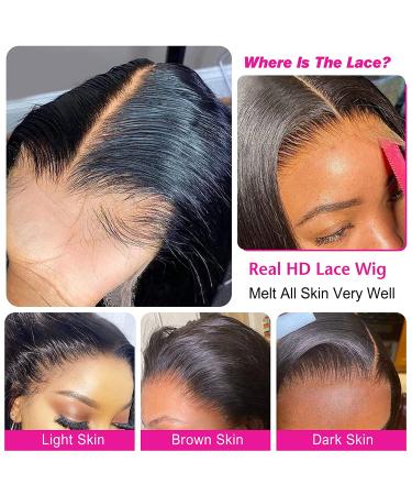 24 Inch Body Wave Frontal Lace Front Wig - HD Transparent Lace, Pre Plucked, Glueless - Natural Color - Bleached Knots - 13x6 Lace Front Human Hair Wig (24 Inch) - Buy Online on GoSupps.com