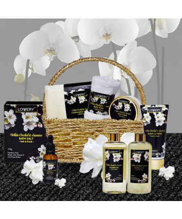 Orchid & Jasmine Home Spa Gift Set for Men and Women - 9 Piece Bath and Body Care Package - Includes Scrubs, Lotions, Oils, and More - Perfect Fathers Day Gift - Buy Online on GoSupps.com