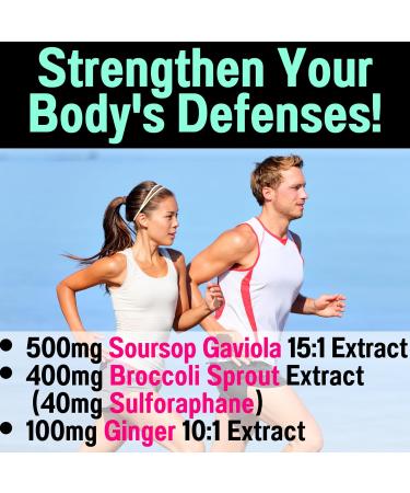 Soursop Graviola Curcumin Lycopene Broccoli Sprouts Sulforaphane Extract Gummies with Turmeric Curcumin Ginger Black Pepper Sour Sop Guyabano Leaf Supplement Chew Chewable Pills Capsules Supplements - Buy Online on GoSupps.com