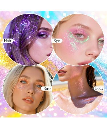  Prreal Glitter stick for the body glitter gel face makeup holographic sequins mermaid rave outfit festival accessories dark purple - Buy Online on GoSupps.com