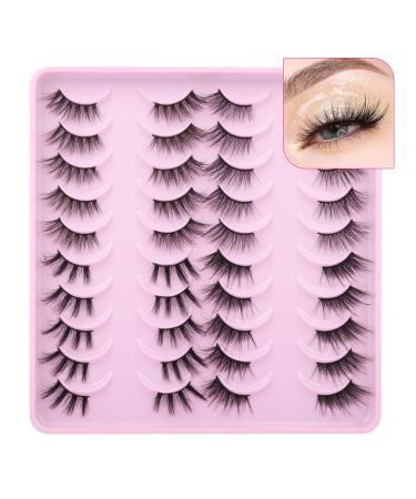 Half Lashes Fluffy False Eyelashes Natural Look Wispy Strip Lashes 3D Curl Accent Lashes Corner 3/4 Eyelashes DIY Cluster Extensions Cat Eye Faux Mink Lashes Pack by Newcally 20 Pairs