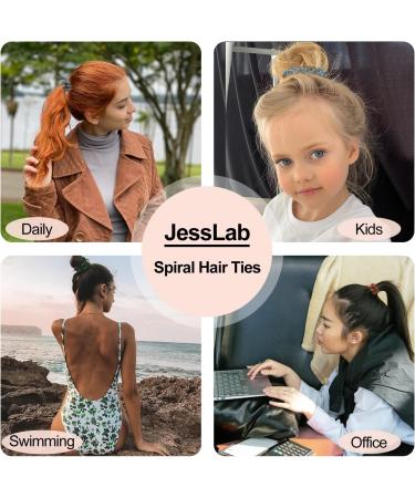 JessLab Spiral Hair Ties 20 Pcs - Traceless Phone Cord Hair Accessories for Girls & Women - No Crease Plastic Coil Ponytail Holders - No-Damage Headband - Lustrous Finish - Buy Online on GoSupps.com