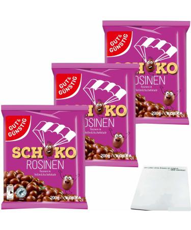 Good&Cheap Chocolate Raisins Raisins in Milk Chocolate 3 Pack (3x200g Pack) + usy Block