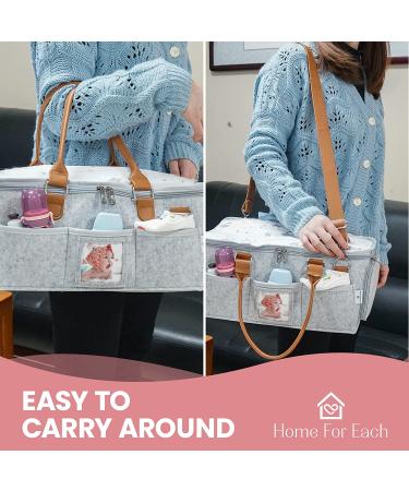 Portable Diaper Caddy Storage Bag | Roll Lid & Dividers | Nursery Organizer for Changing Table, Car & Travel | Grey Baby Caddy - Buy Online on GoSupps.com
