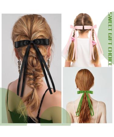 Yunlly 8 Pcs Tassel Ribbon Hair Bow Clips for Women and Girls - Silky Hair Accessories - Buy Online on GoSupps.com