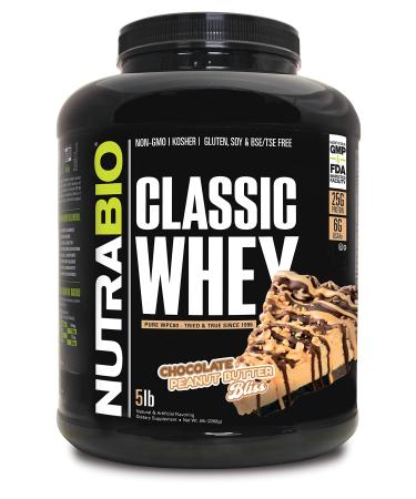 NutraBio Classic Whey Protein Powder- 25G Protein Per Scoop - Full-Spectrum Amino Acid Profile - No Fillers, Artificial Colors, Preservatives - Low Glycemic Index - (Chocolate Peanut Butter, 5 Pounds) Chocolate Peanut Butt…