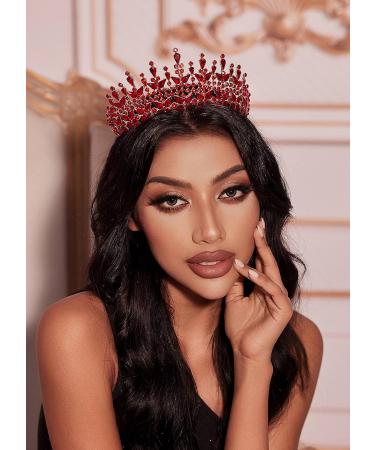 SWEETV Queen Crown for Women - Princess Tiara Pageant Diadem in Red - Buy Online on GoSupps.com