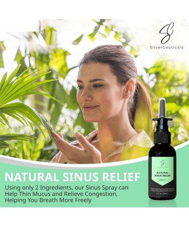 Sinus Relief Spray with Colloidal Silver - Natural Allergy & Congestion Relief - 2oz Nasal Decongestant - Clear & Thin Mucus - 100% Natural Ingredients - Buy Online on GoSupps.com