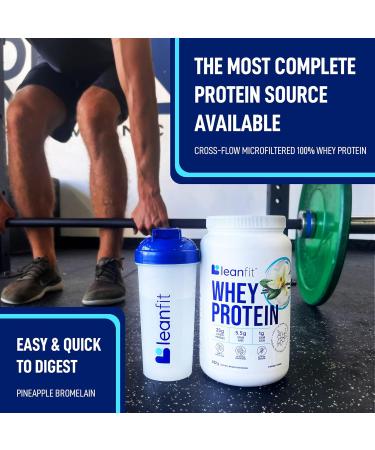 LeanFit WHEY Protein Natural Vanilla 100% Whey Protein Powder, 24g Protein Per Serving Grass-Fed, Gluten-Free, Low Carb, BCAAs, Amino Acid 23 Servings, 1.83 Pound Tub Vanilla 1.83 Pound (Pack of 1) - Buy Online on GoSupps.com