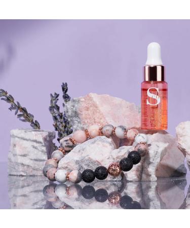 Women's Anti-Anxiety Beaded Bracelet with Zebra Jasper Flower - Inner Peace Aromatherapy Gift 19cm - Buy Online on GoSupps.com