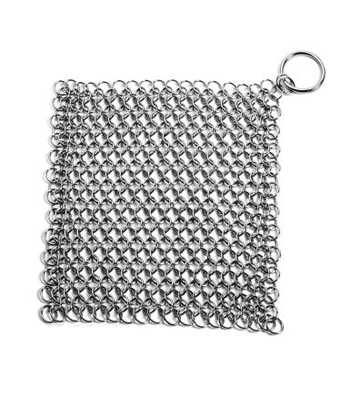 Cusfull Premium Kitchen Cast Iron Cleaner Stainless Steel Chainmail Scrubber 7 x 7 Inch