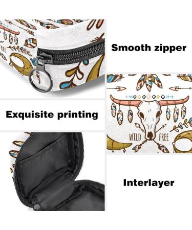 Boho Wild Animal Skull Head Feather Sanitary Napkin Storage Bag - Portable Menstrual Pad Holder for Women - Multicolored - Buy Online on GoSupps.com