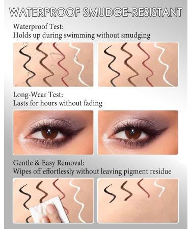  LYSdefeu Brown Gel Eyeliner Metallic Waterproof Long Lasting Eyeliner Pen Highly Pigmented Eyeliner Pencil Quick Dry Eye Festival G - Buy Online on GoSupps.com