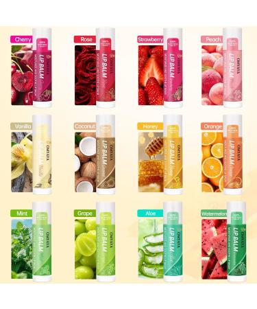 FONTOEN 24 Pieces Fruity Lip Balm Set 12 Flavors Moisturized and NonSticky for Very Dry Lips Lip Care Set for Men GirlsWomenBoys Honey Strawberry etc - Buy Online on GoSupps.com