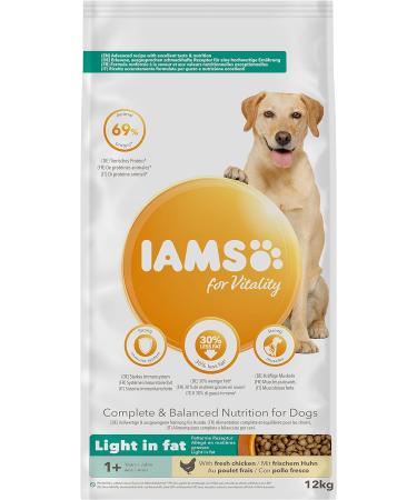 IAMS Low Fat Complete Dry Dog Food for Adult and Senior Dogs with Chicken 12 kg (Pack of 1) - Buy Online on GoSupps.com