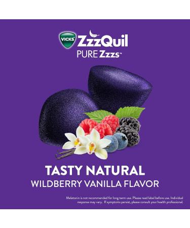 ZzzQuil Pure Zzzs Melatonin Sleep Aid Gummies with Lavender Valerian Root and Chamomile Natural Wildberry Vanilla Flavor Non-Habit Forming Drug-Free 24 Gummies (Pack of 4) 24 Count (Pack of 4) - Buy Online on GoSupps.com