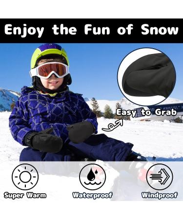 Olreco Toddler Snow Gloves - Waterproof Winter Mittens for Kids 3-4 Years - Black - Buy Online on GoSupps.com