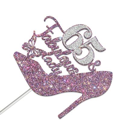 Tenhaisi Purple Sliver Glitter 65 & Fabulous Lady Cake Topper Happy 65th Birthday Party Decoration for Women Cheers to 65 Years 65th Birthday/Wedding Celebration/Anniversary Party Supplies (65) - Buy Online on GoSupps.com