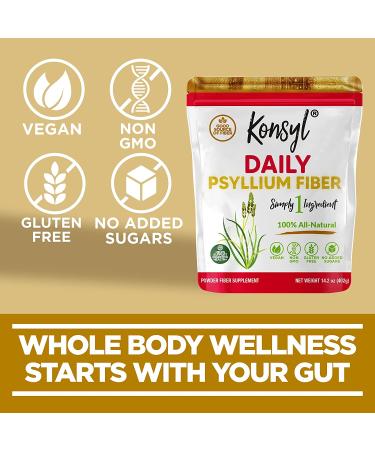 Konsyl Daily Psyllium Fiber Supplement Powder - 402g Gusset Bag - Gluten-Free & Sugar-Free - Perfect for Keto & Baking - Buy Online on GoSupps.com