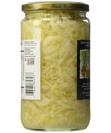 Bubbies Sauerkraut - 25 oz | Probiotic Rich Fermented Cabbage | Natural and Delicious - Buy Online on GoSupps.com