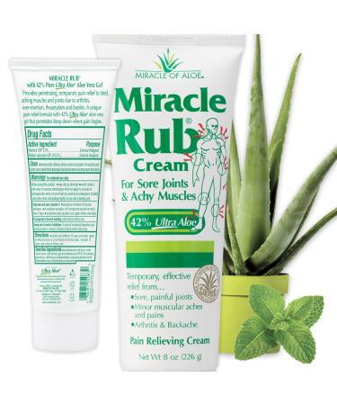 Miracle Rub Pain Relieving Cream with 42% Aloe 8 oz Tube (1 Pack) 8 Ounce (Pack of 1)