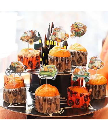 Rsstarxi 36 Pack Pumpkin Thanksgiving Cupcake Toppers Pumpkin Maple Fall Harvest Themed Cupcake Picks Decorations for Thanksgiving Fall Themed Turkey Autumn Party Cake Decorations Style 10 Orange - Buy Online on GoSupps.com