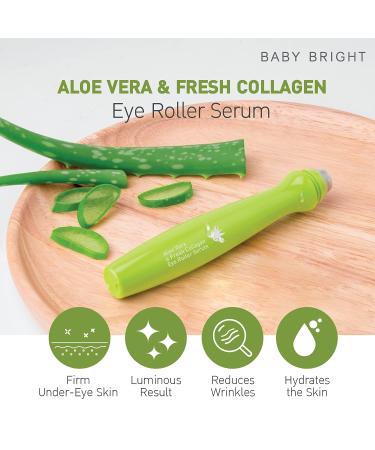 Aloe Vera & Fresh Collagen Eye Roller Serum | Anti-Wrinkle, Anti-Bags, Reduces Dark Circles & Puffiness | 15ml (0.50 fl.oz.) - Green - Buy Online on GoSupps.com