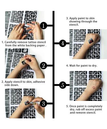 CUTELIILI 24 Sheets Henna Temporary Tattoo Stencil for Women and Kids - Reusable DIY Designs, Airbrush Tattoo Sticker - Christmas Gift - Buy Online on GoSupps.com