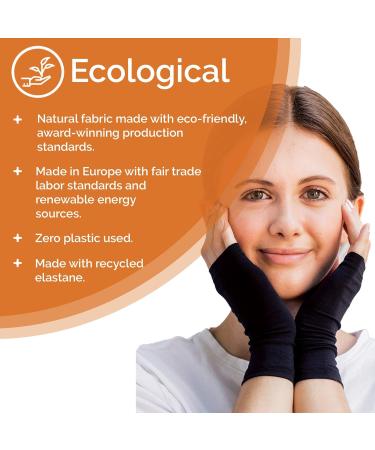 RemedyWear Fingerless Moisturizing Gloves for Eczema Relief - Tencel & Zinc Size L-XL - Black - Buy Online on GoSupps.com