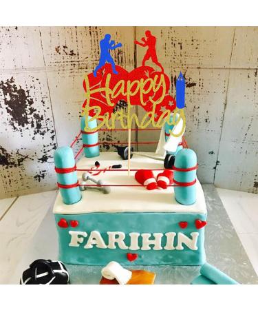 Arthsdite 1Pc Boxing Happy Birthday Cake Topper Boxing Gloves Cake Decorations Sports Birthday Theme Party Cake Decoration Supplies Boxing Cake Topper - Buy Online on GoSupps.com