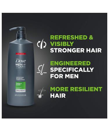 Dove Men+Care 2 in 1 Shampoo & Conditioner for Normal to Oily Hair 40 oz - Fresh & Clean Formula with Caffeine for Strengthening & Nourishing - Buy Online on GoSupps.com