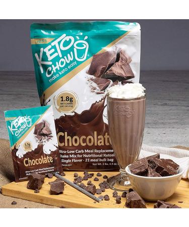 Keto Chow Chocolate Meal Replacement Shake Powder - Low Carb & Protein Rich | Nutritionally Complete Keto Food | Easy Meal Substitute Drink - Single Meal Sample 1.7 Ounce - Buy Online on GoSupps.com