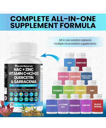 Buy NAC Supplement 1000mg - N-Acetyl Cysteine Vitamin C D3 K2 Zinc & More - Vegan Capsules for Immune Support & Wellness | Fast International Shipping - Buy Online on GoSupps.com