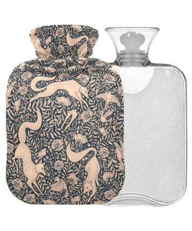Naanle vintage fox hot water bottle with cover transparent bag hot water bottle 1l hot water bottle for bed handfoot warmer pain relief heat and cold therapy
