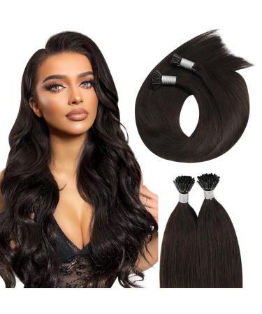 Moresoo bonding extensions real hair remy real hair extensions bondings #2 darkest brown hair extension extensions real hair with bonding stick-shaped hair extensions 40g/50s 22 inch/55 cm 3.i-tip #2