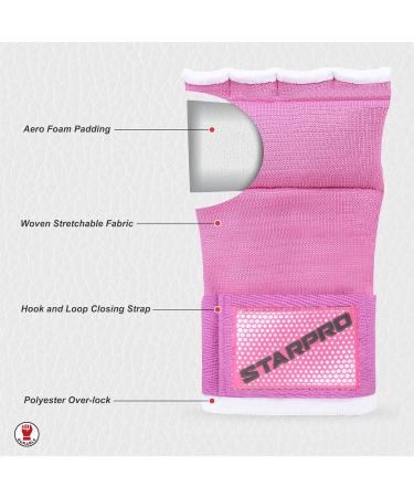 Buy Starpro Padded EVA Inner Gloves | Elastic Cotton Cover | Black Fist & Ankle Protection for Boxing Muay Thai Kickboxing MMA | White/Pink Sizes Available | International Shipping - Buy Online on GoSupps.com