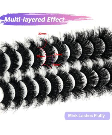 Mink Lashes 25mm - Fluffy Wispy Cat Eye Dramatic 3D Eyelashes | 20mm Volume D Curl Strip Lashes | Long False Eyelashes for Extension Look - Buy Online on GoSupps.com