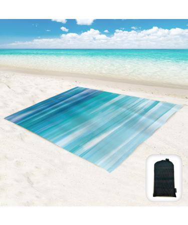 Hiwoss Sand Proof Beach Blanket Oversized 95"x 80",Waterproof Sand Free Beach Mat with Corner Pockets, Portable Mesh Bag for Beach Party,Picnic,Travel and Outdoor Camping,Dream Blue and Teal 95x 80 DreamSea