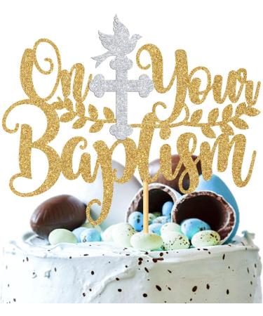On Your Baptism Cake Topper Baby Shower / 1st Religious Baptism Cake Decor - Bridal Shower Engagement Wedding Anniversary Party Decorations Supplies Gold and Silver Glitter On Your Confirmation Gold - Buy Online on GoSupps.com