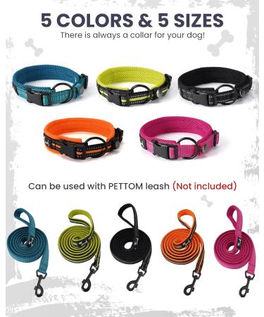 PETTOM Adjustable Nylon Dog Collar - Breathable & Reflective Dog Collar for Small Dogs (S Black) - International Shipping Available - Buy Online on GoSupps.com