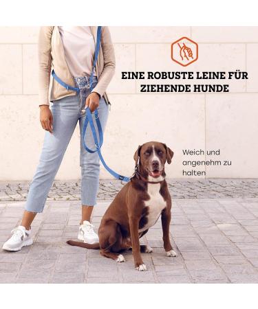 Vitazoo Adjustable Dog Leash - 3m Graphite Nylon with Carabiners for All Dog Sizes - 4 Lengths in Blue - Buy Online on GoSupps.com