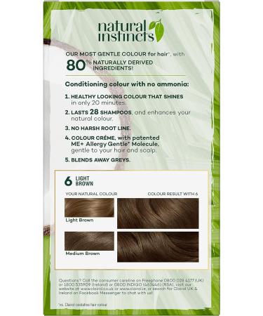 Clairol Natural Instincts Semi-Permanent No Ammonia Hair Dye 6 Light Brown - 1 Count - Buy Online on GoSupps.com