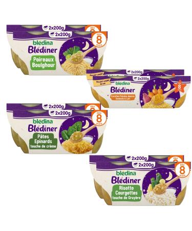 Bl dina - Bl diner - Plats du soir pour b b - 16 bols avec 4 Recettes inspir es du Fait Maison - D s 8 Mois - Sans sel ajout - 16x200g