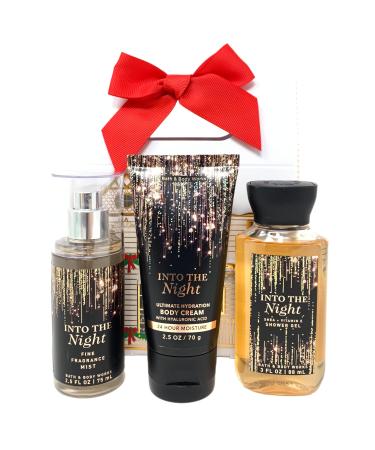 INTO THE NIGHT Mini Gift Box Set - Includes Shower Gel Ultimate Hydration Body Cream and Fine Fragrance Mist in a decorative gift box - Travel Size