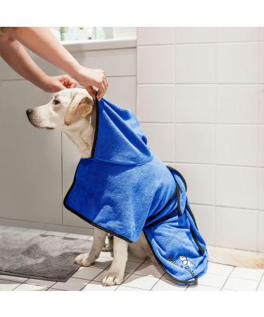 Buy Bella & Balu Microfiber Dog Bathrobe | Absorbent Dog Towel for Bathing & Swimming | M Blue - Puppy Love L Brown | International Shipping Available - Buy Online on GoSupps.com