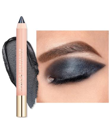 Oulac Black Eyeshadow Pencil - Waterproof Eye Shadow Stick Smooth and Long Lasting  Shimmering Glitter Finish  Blendable Eyes Makeup  Vegan & Cruelty-Free 3.8g  (06) Text Me Black Text Me Black(06)