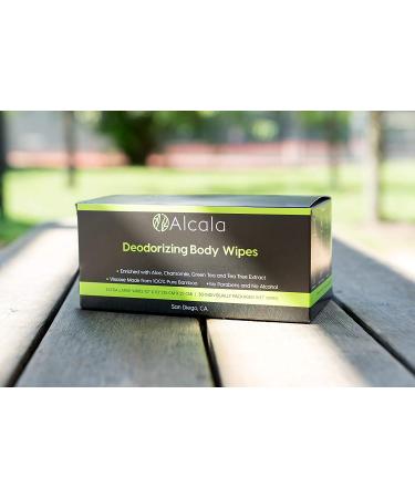 Alcala Deodorizing Body Wipes with Tea Tree - 100% Pure Bamboo, Biodegradable (30 Pack) - Buy Online on GoSupps.com