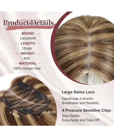 Dark Brown Human Hair Toppers for Women - 12 Inch Lace Base Extensions for Thinning Hair - Wiglets Hair Pieces Upgrade - Buy Online on GoSupps.com