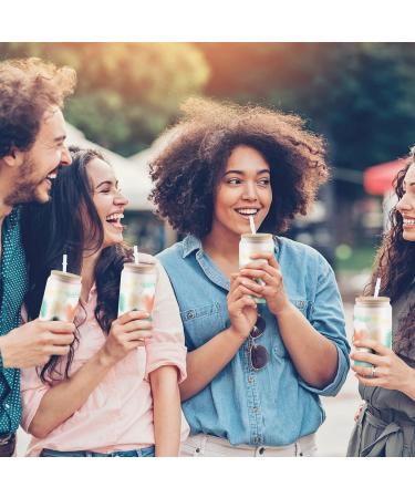 HTVRONT 16oz Frosted Sublimation Beer Can Glass with Bamboo Lid - 8 Pack, Ideal for Iced Coffee, Juice, and Soda - Sublimation Glass Tumblers - Buy Online on GoSupps.com